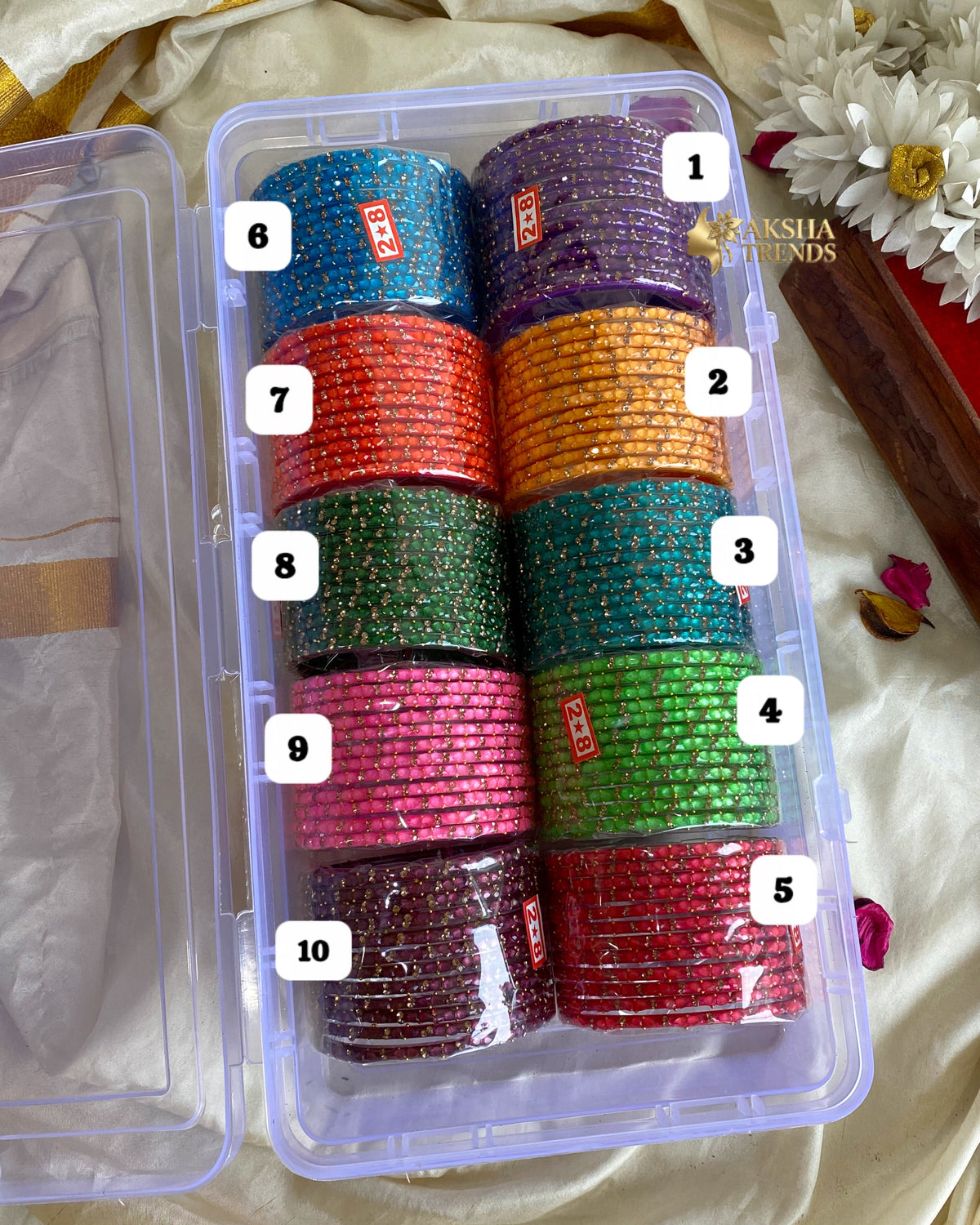 2.8 SIZE -Oval drop Glass Bangles (12pc /one colour) Aksha Trends