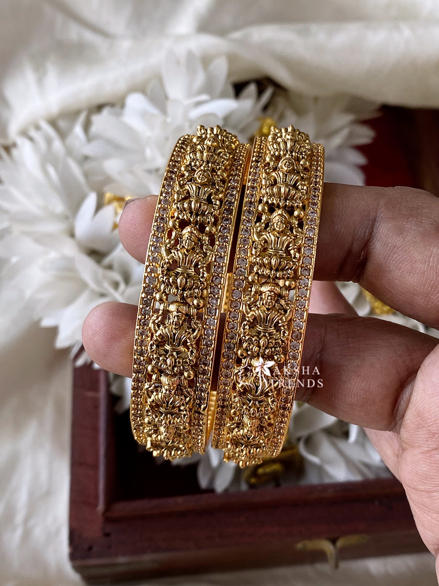 Golden lakshmi stone bangles (2pc) Aksha Trends