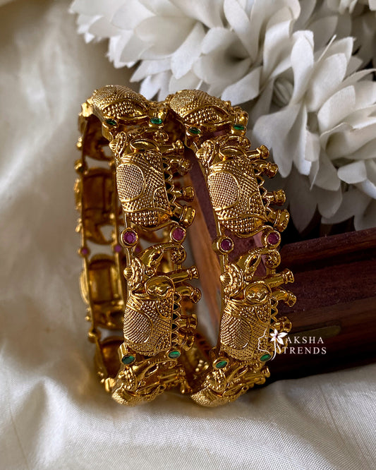 Premium gold Elephant bangles (2pc) Aksha Trends