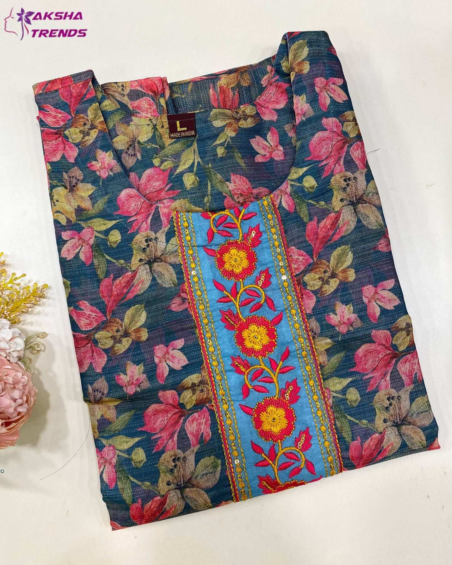 Tissue Silk Kurti (L) Aksha Trends