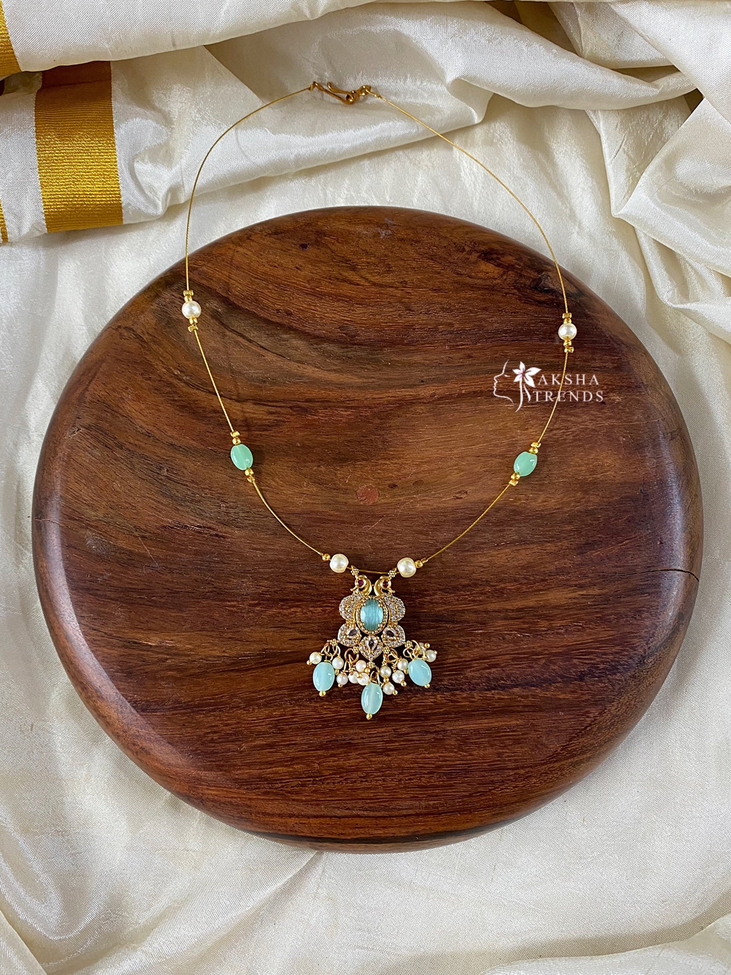 Invisible Necklace -floral blue Aksha Trends