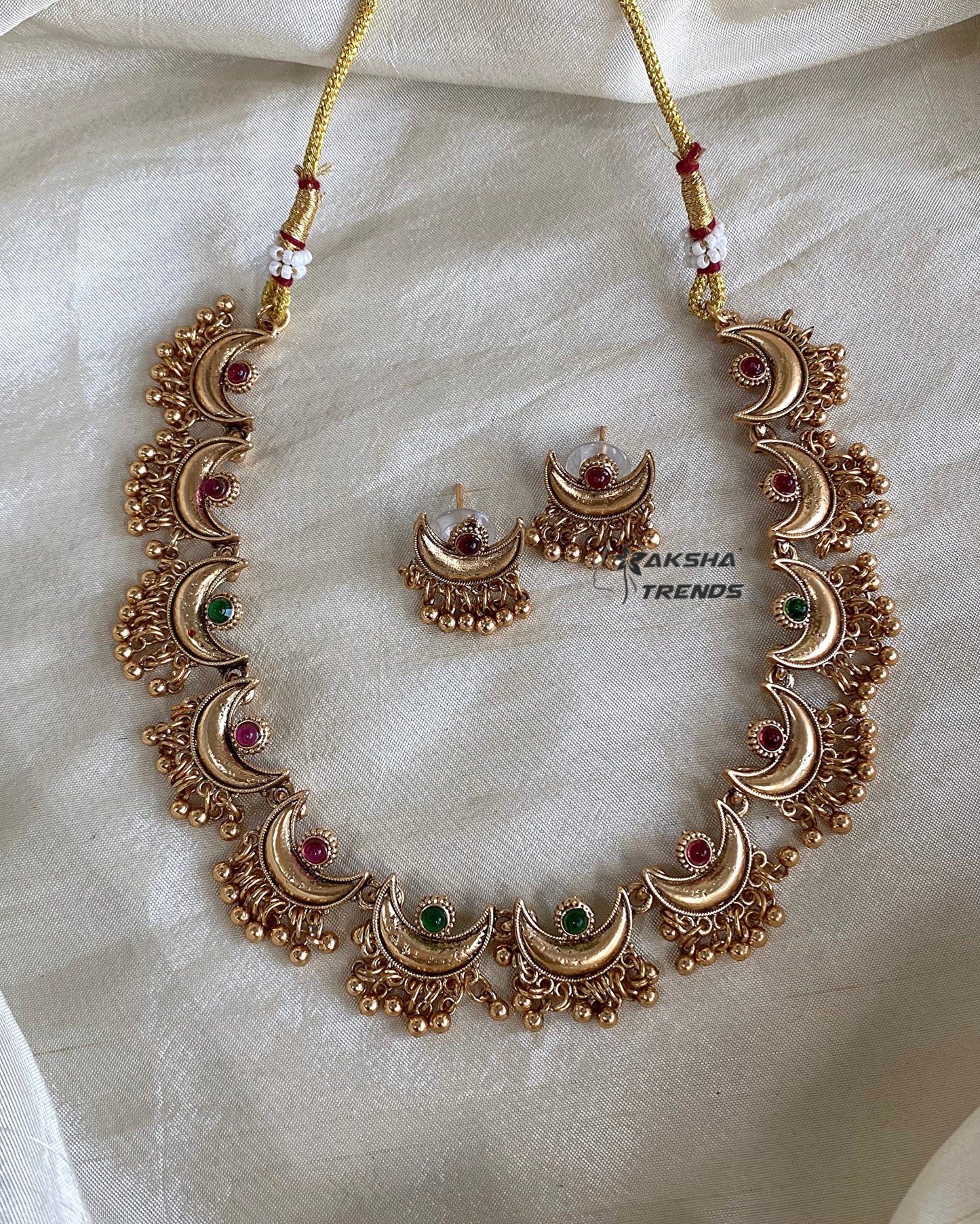 Antique half moon necklace Aksha Trends