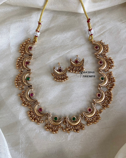 Antique half moon necklace Aksha Trends