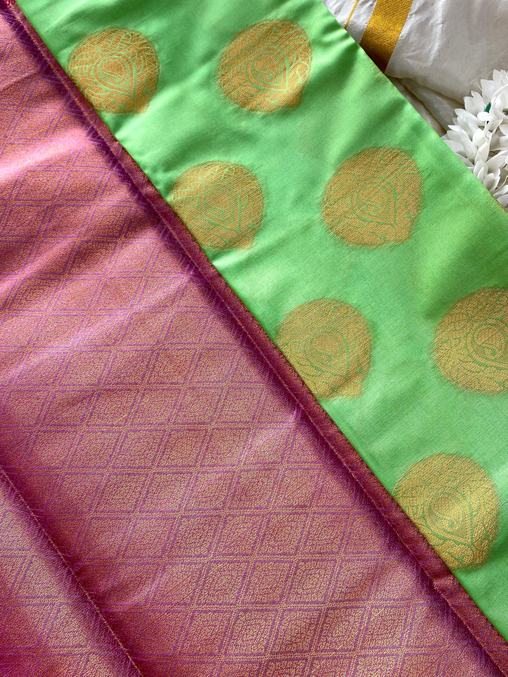 Kanchi Pattu Saree -light green Aksha Trends