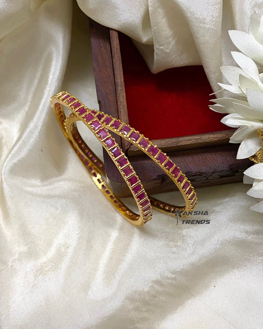 Premium block stone bangles (2pc) -Ruby Aksha Trends