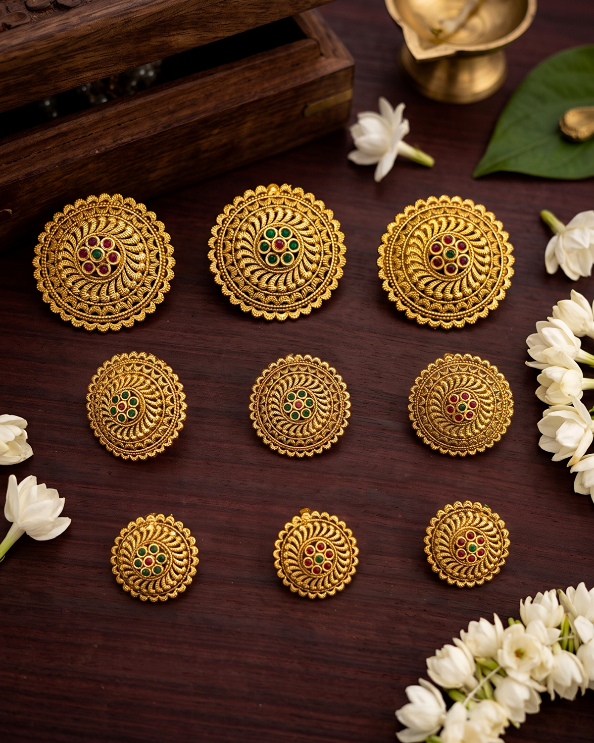 Premium brass gold Jadai billa (9pc) Aksha Trends