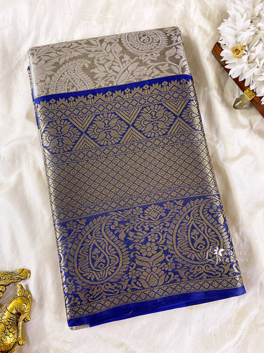Bridal Silk Saree -Grey Aksha Trends