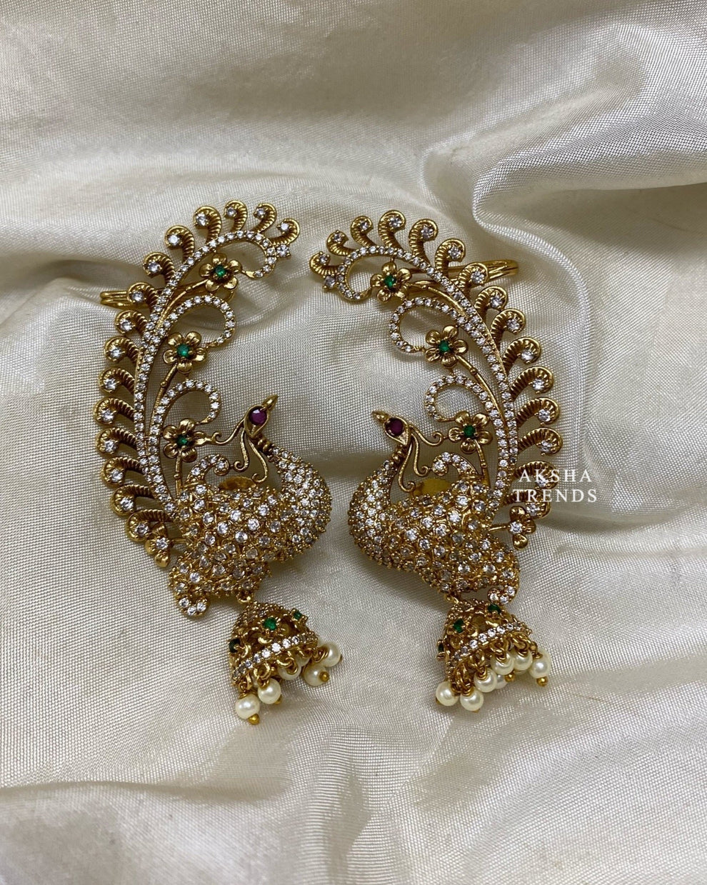 Bridal diamond ear cuff Jhumkas Aksha Trends 