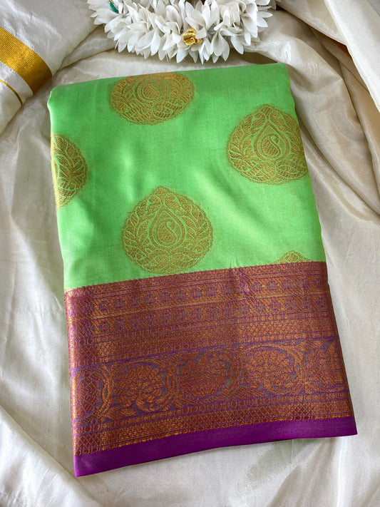 Kanchi Pattu Saree -light green Aksha Trends