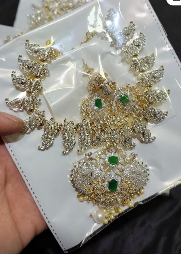 Premium diamond bridal necklace Aksha Trends