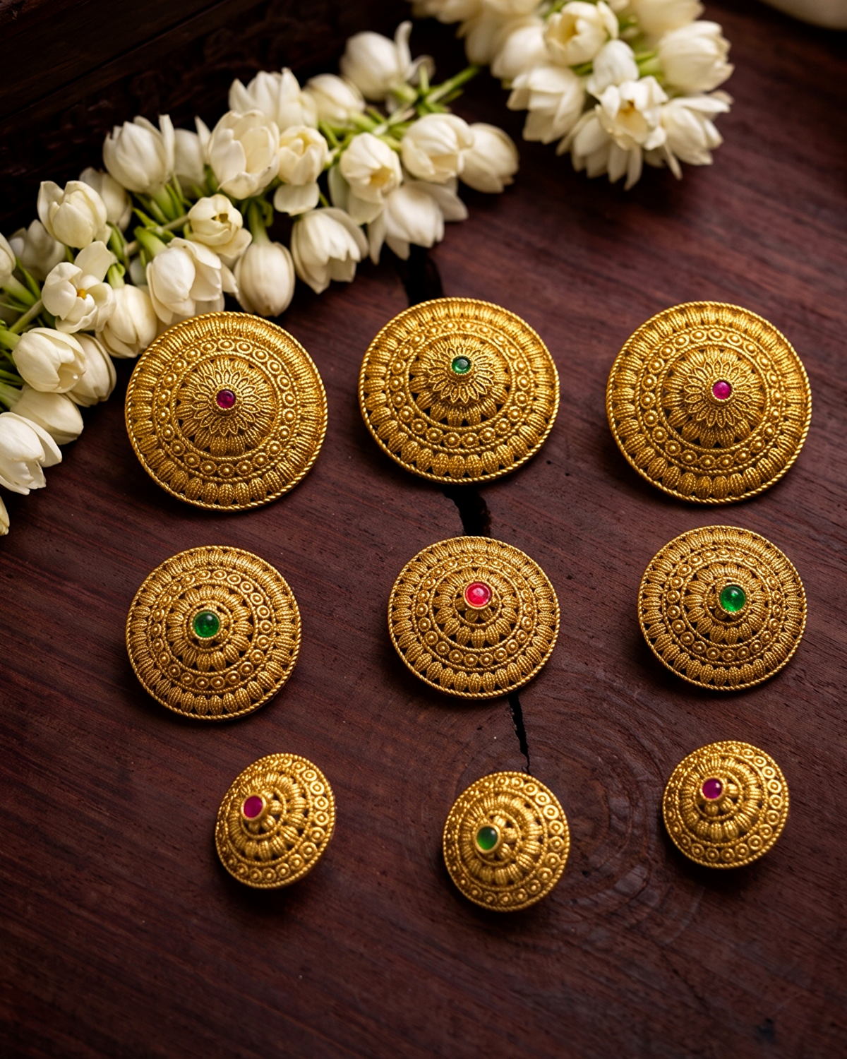 Premium brass gold Jadai billa (9pc) Aksha Trends