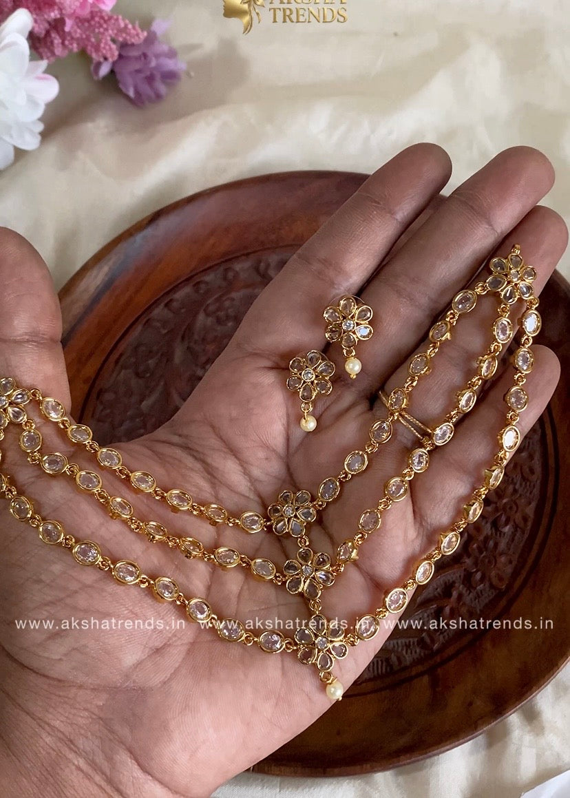 3layer kemp diamond necklace Aksha Trends