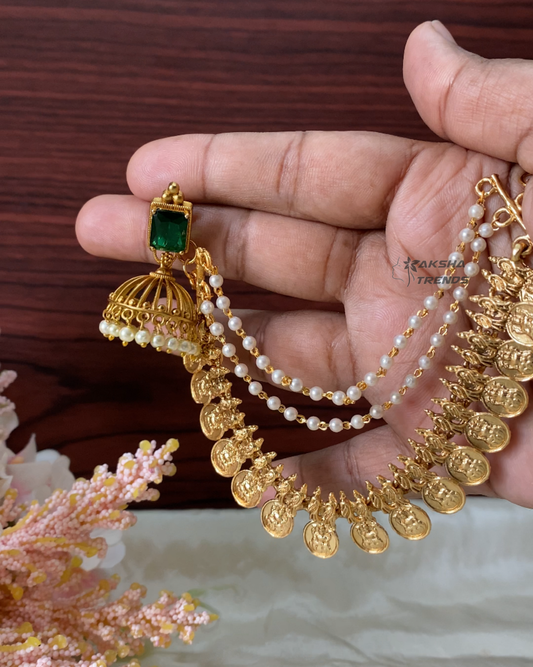 Green 2025 stone jhumkas