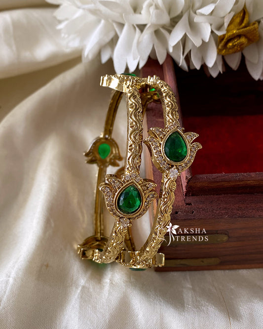 Victoria Lotus bangles Green (2pc) Aksha Trends