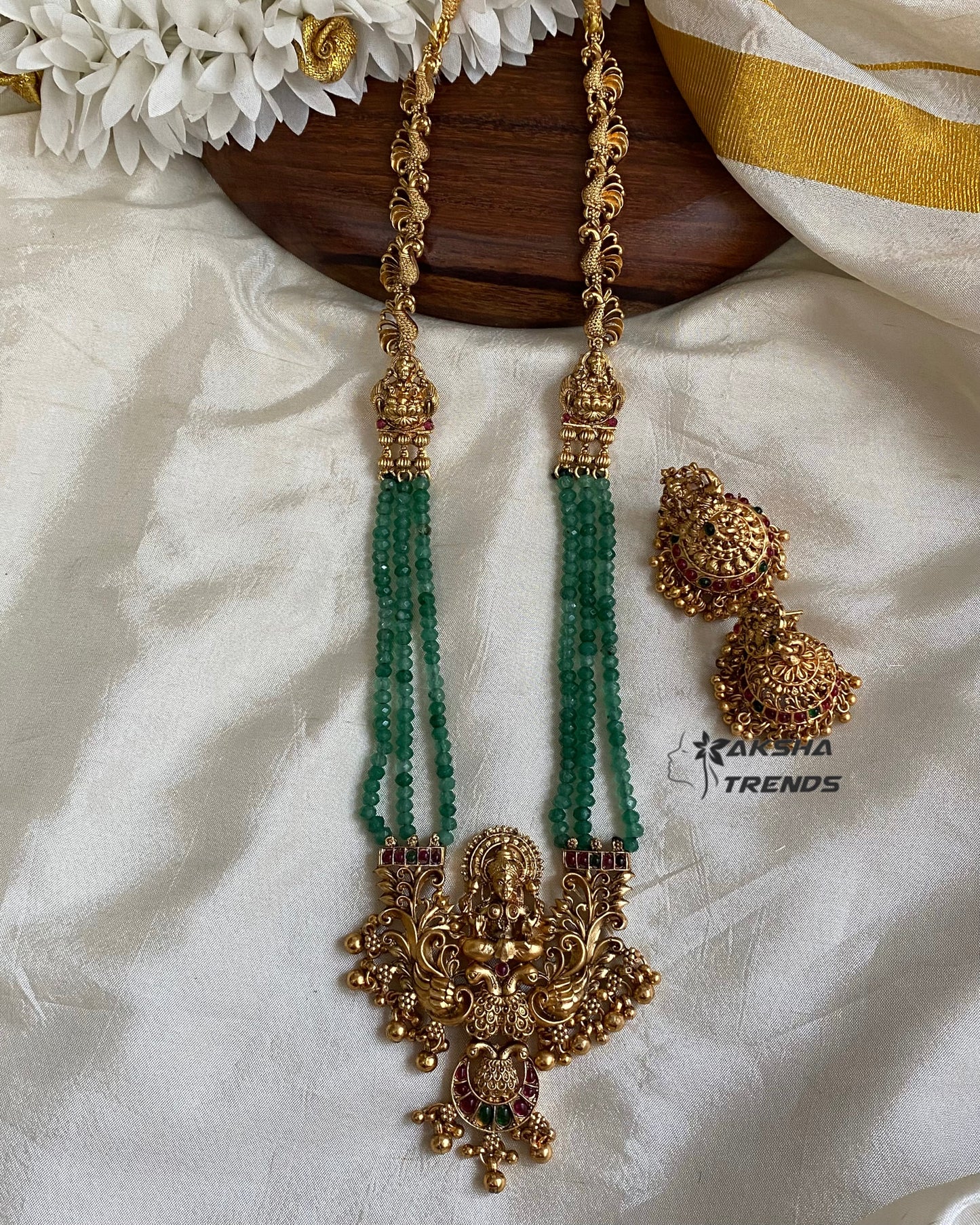Lakshmi bead haram -Mint Green