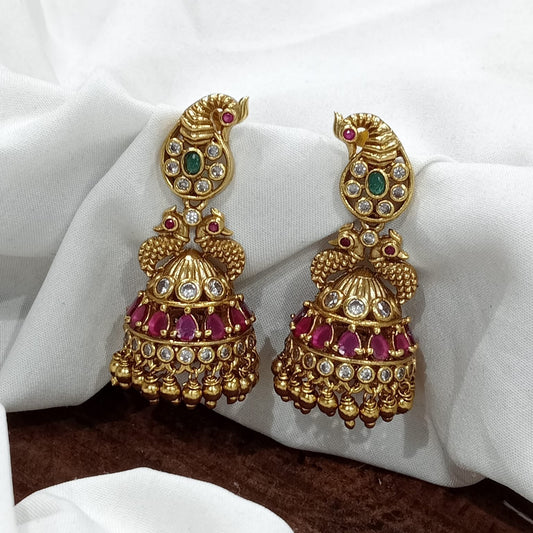 Golden peacock jhumka Aksha Trends