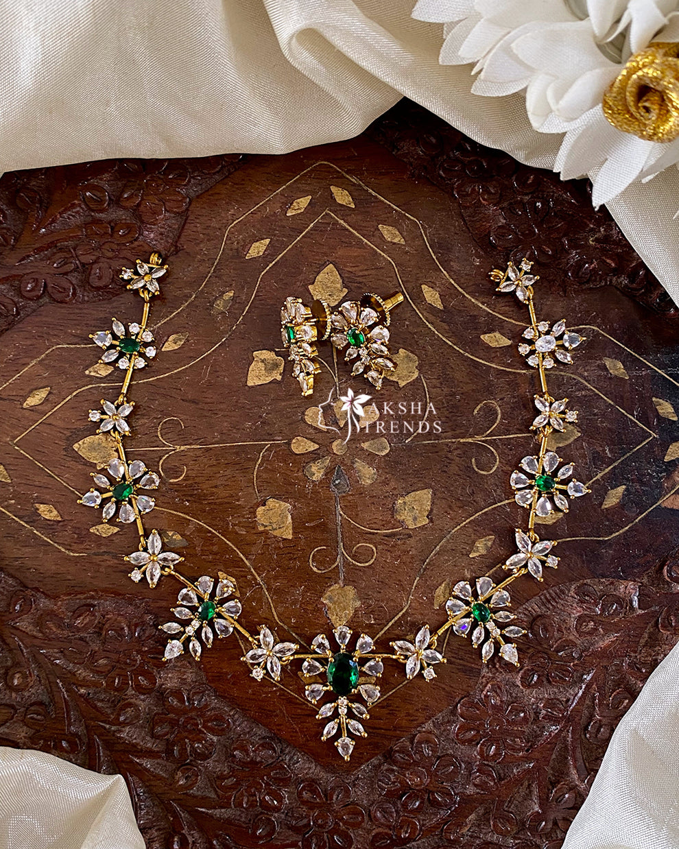 Floral diamond Necklace Aksha Trends 