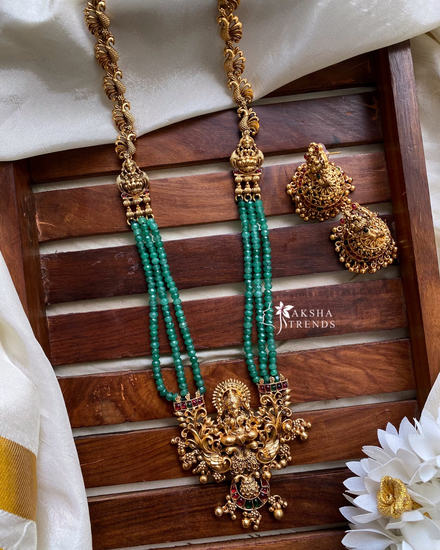 Lakshmi bead haram -Mint Green