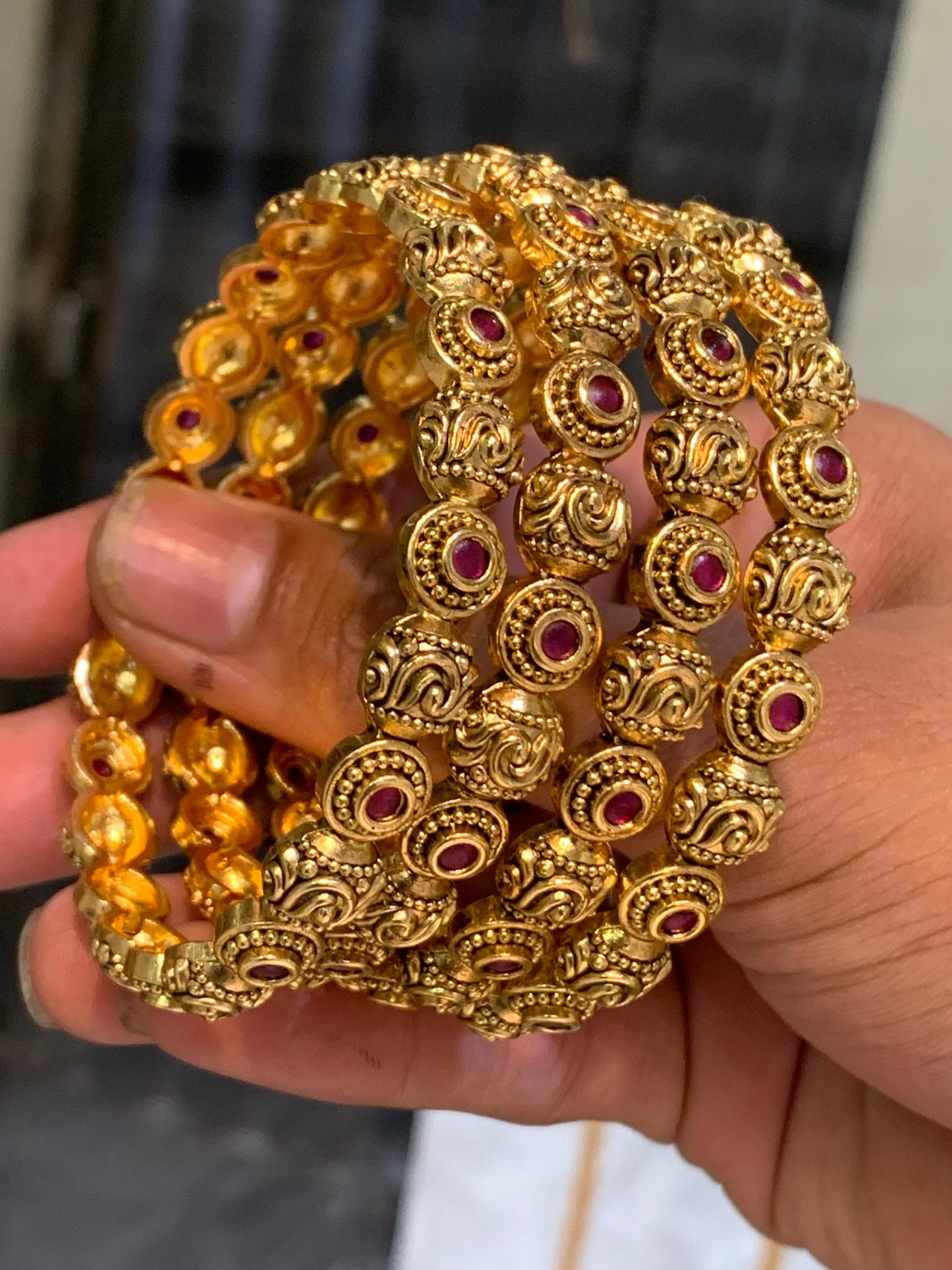 Floral gold bangles (2pc) Aksha Trends