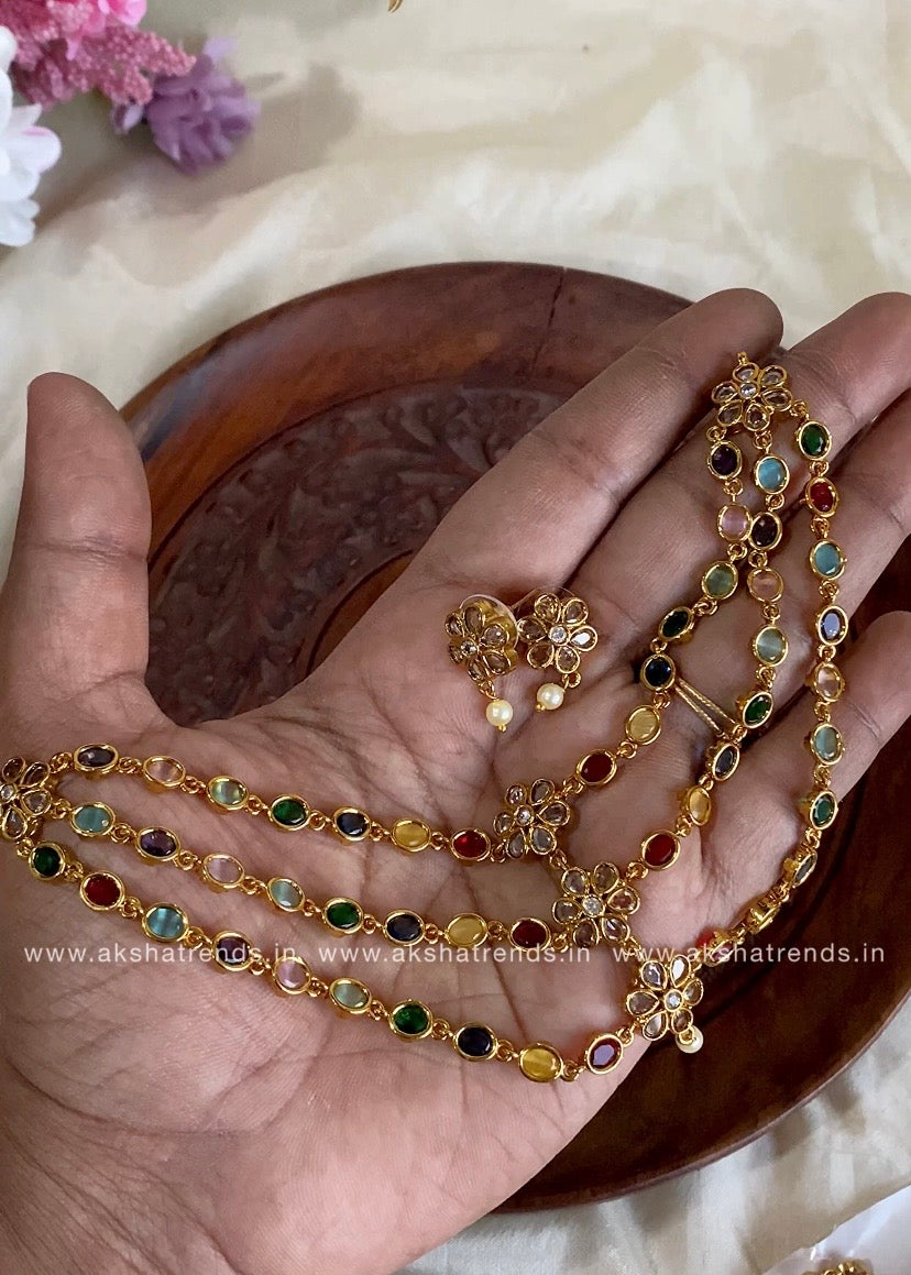 3layer kemp diamond necklace Aksha Trends 