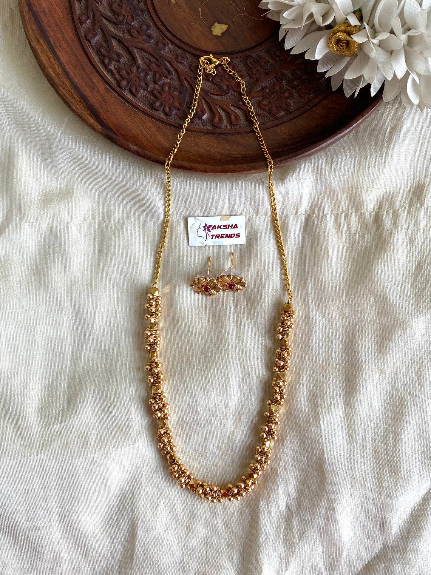 Antique gold beads chain Aksha Trends