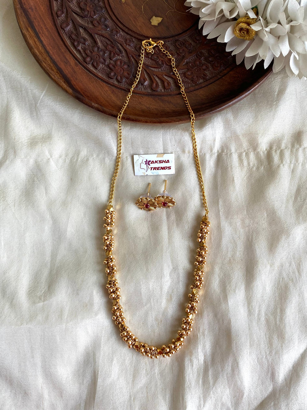 Antique gold beads chain Aksha Trends 