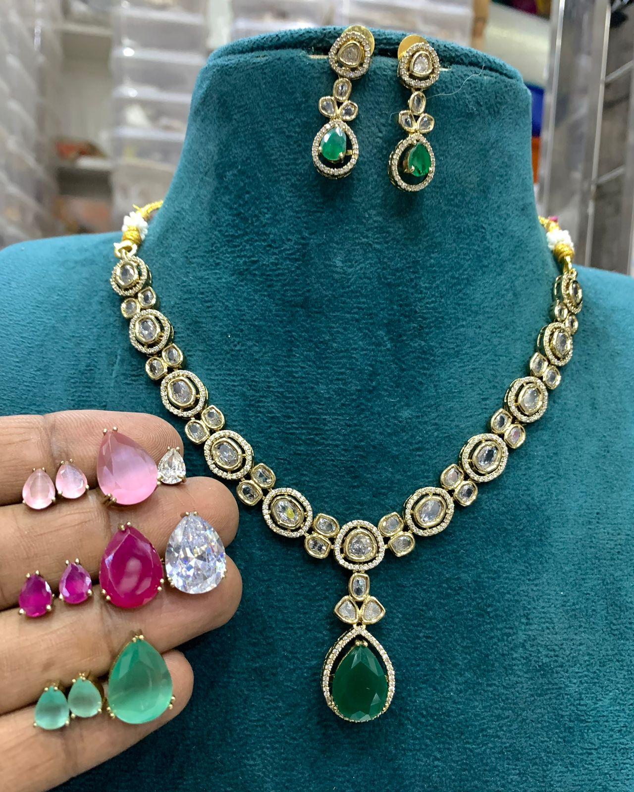5in1 interchangeable stone Victoria necklace Aksha Trends
