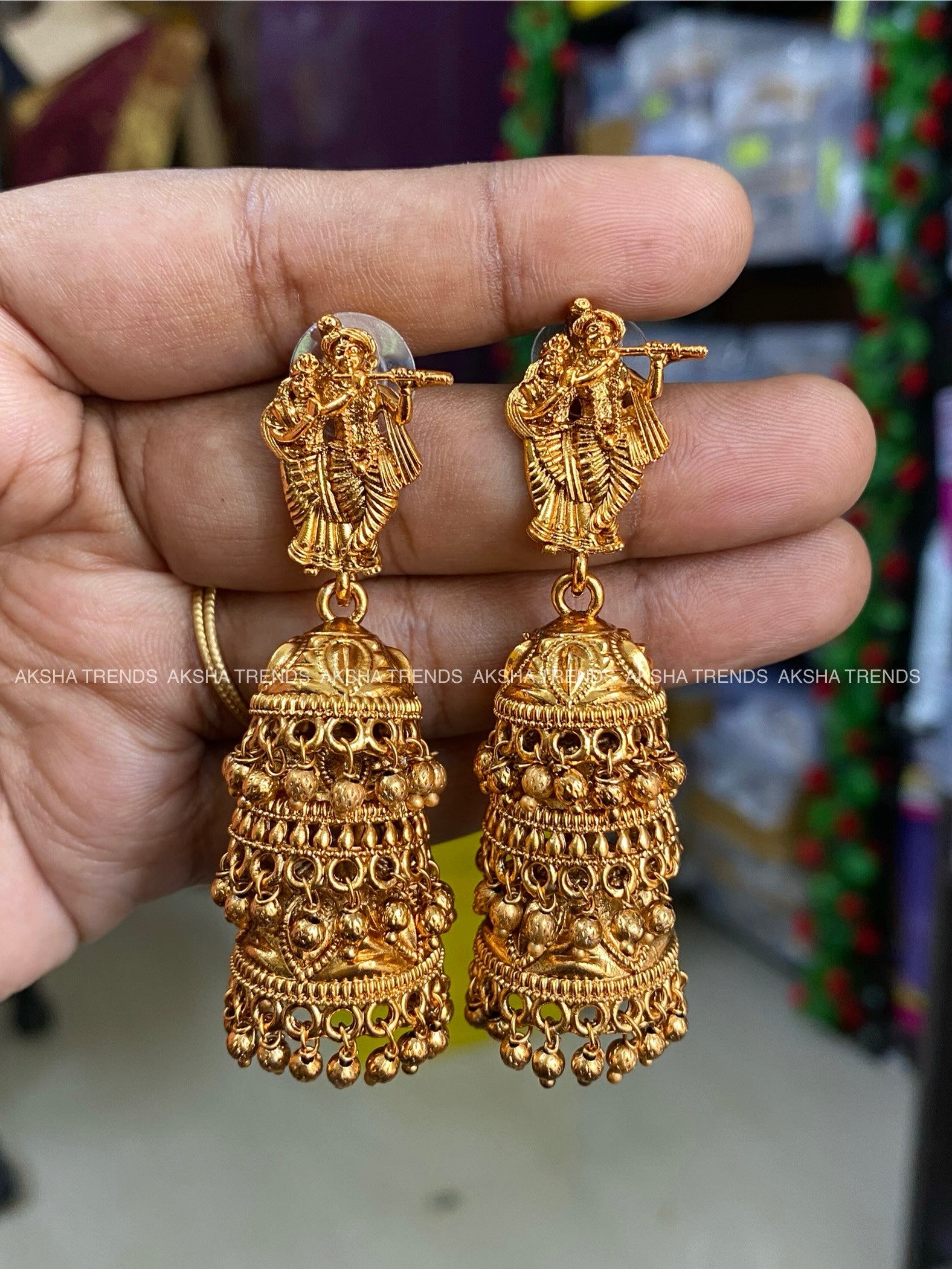Krishna 3step Jhumka -Gold Aksha Trends
