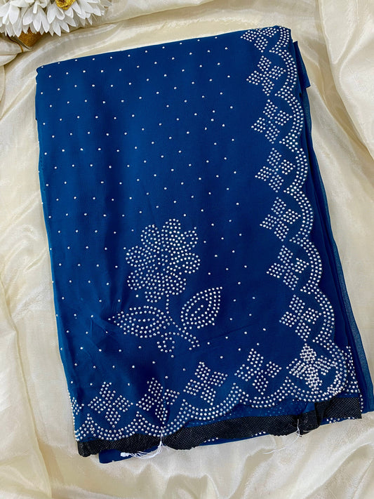 Stone work Saree -Ramar Green Aksha Trends