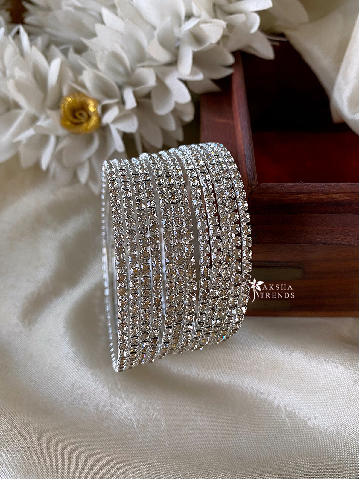 Kids silver stone fancy bangles (12pc) Aksha Trends