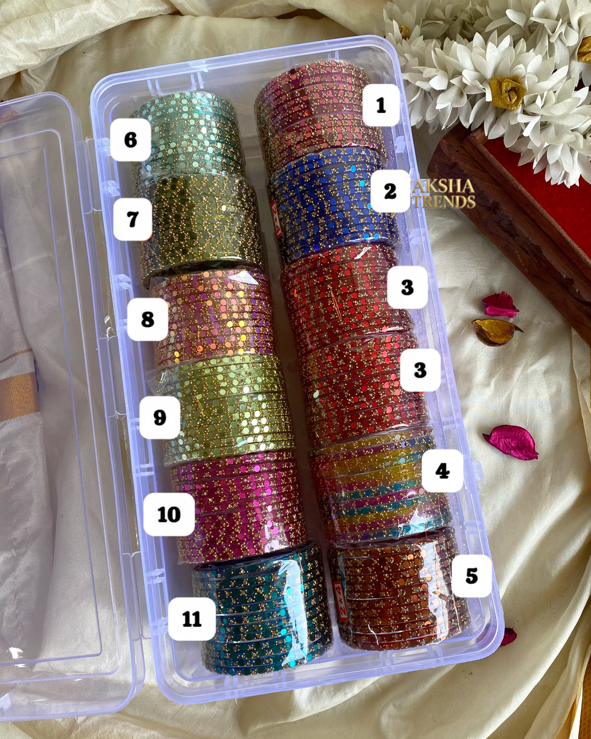 2.4 SIZE -Mirror Glass Bangles (12pc /one colour) Aksha Trends