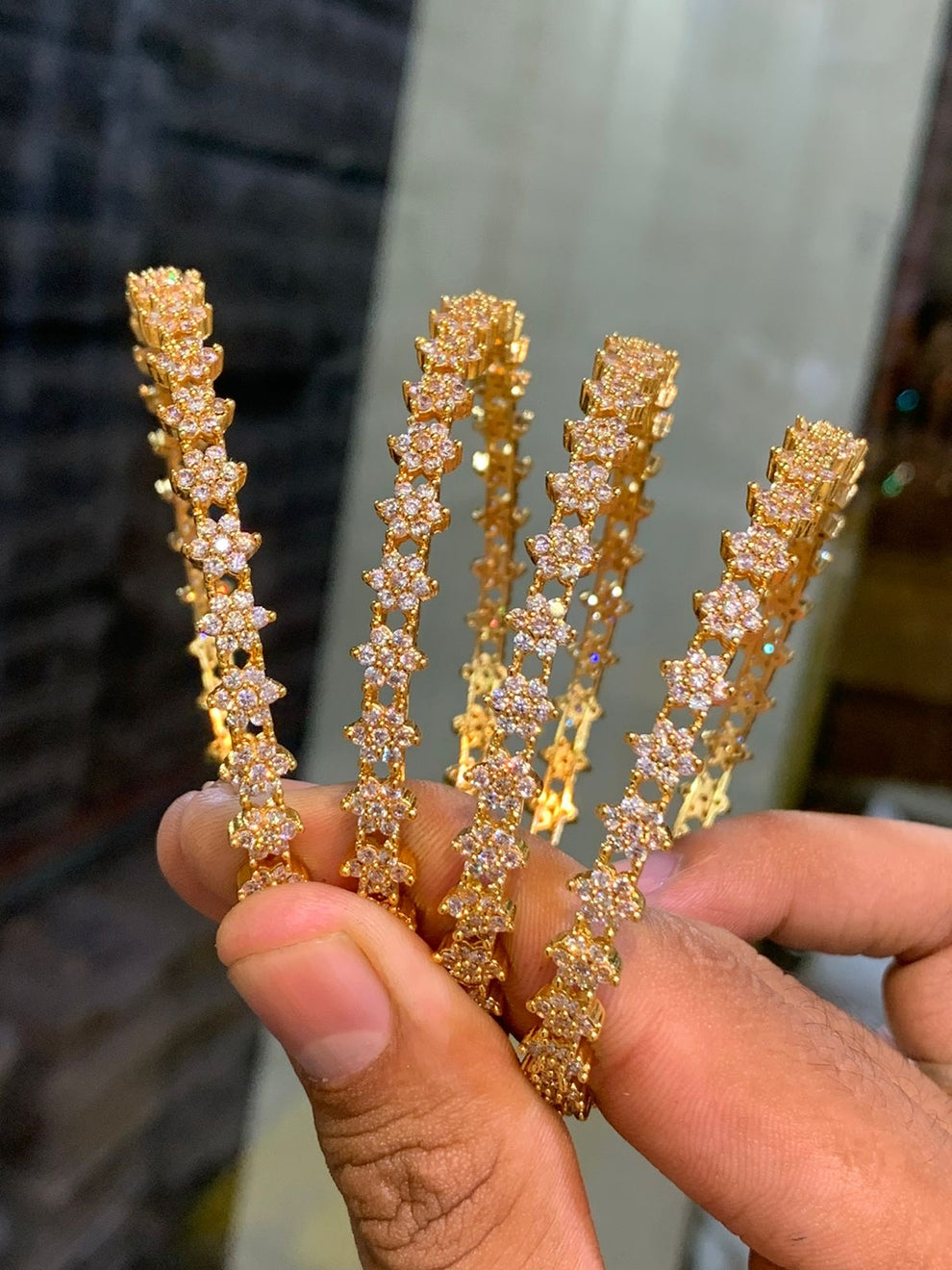 Nakshatra diamond bangles (2pc) Aksha Trends 