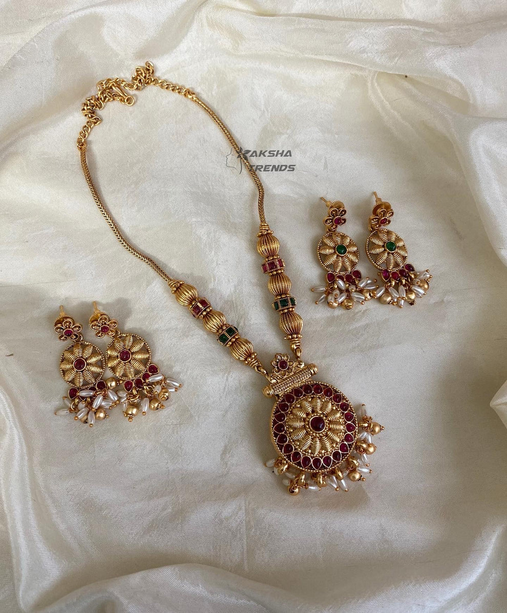 Floral Peacock Reversible necklace 
