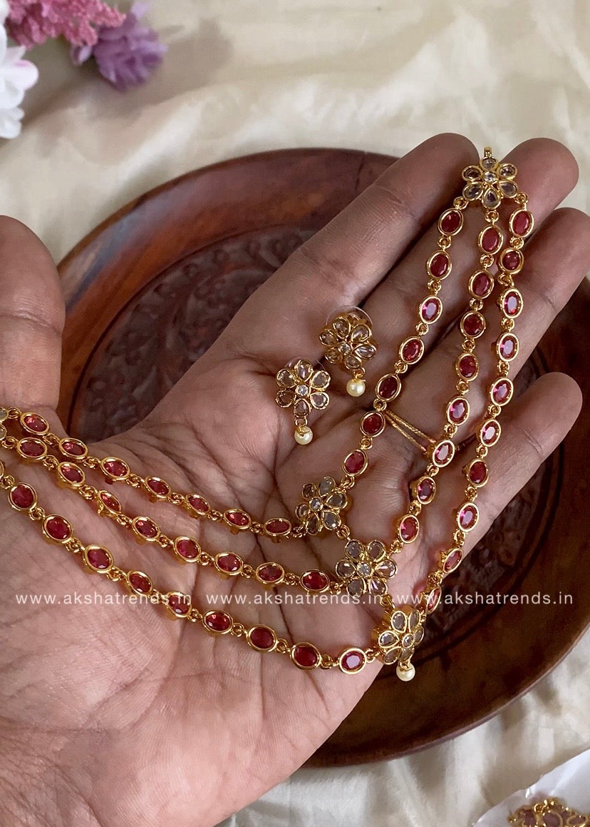 3layer kemp diamond necklace Aksha Trends