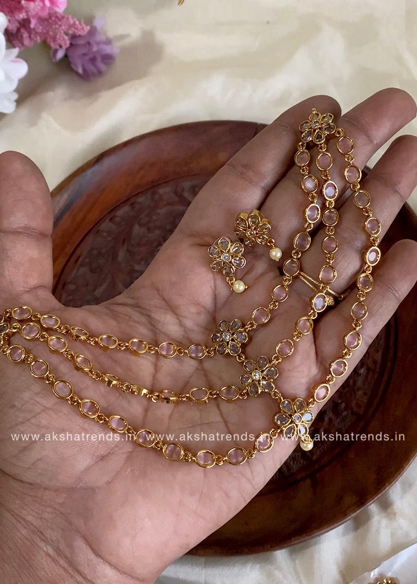 3layer kemp diamond necklace Aksha Trends 