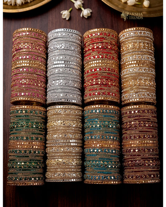 2.8 SIZE -Kundan Stone Bridal Bangles (18pc/one colour) Aksha Trends