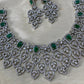 Silver floral diamond necklace -Green Aksha Trends