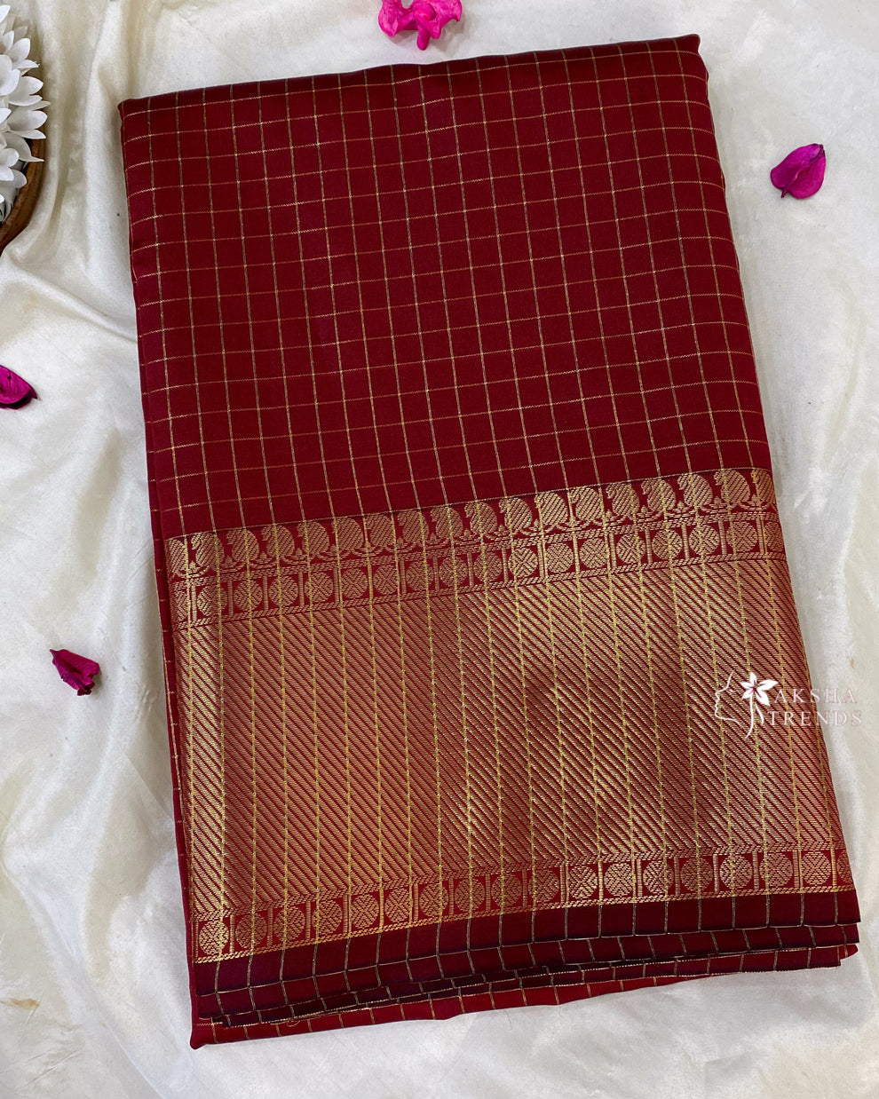 Soft Silk Checked Saree Aksha Trends 