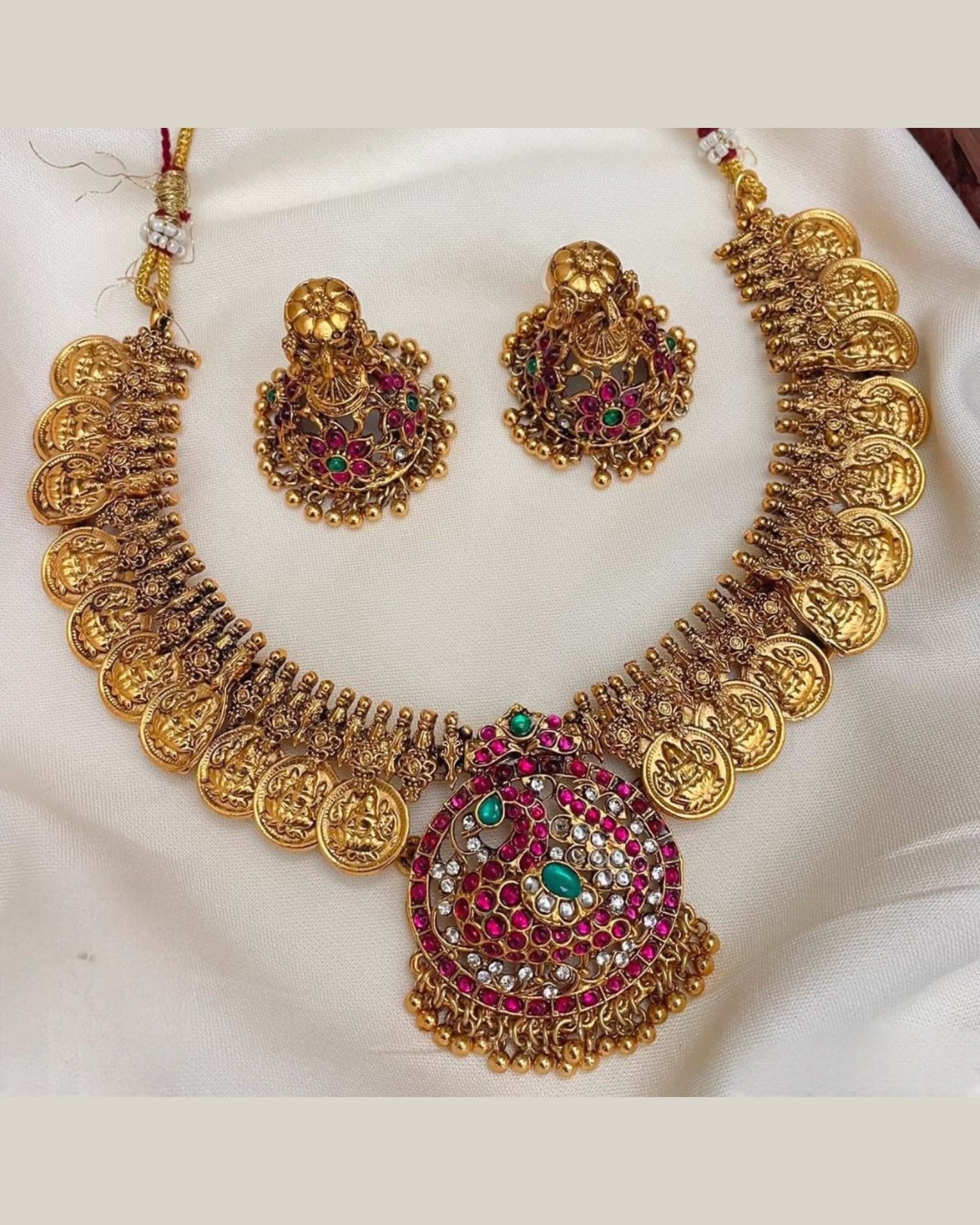Antique peacock Kasumalai necklace Aksha Trends