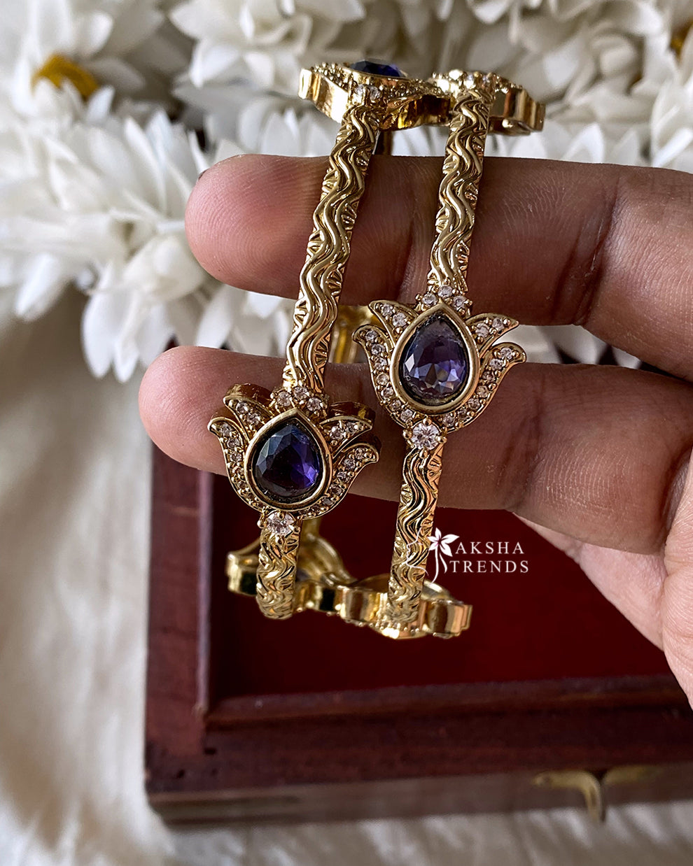 Victoria Lotus bangles Purple (2pc) Aksha Trends 