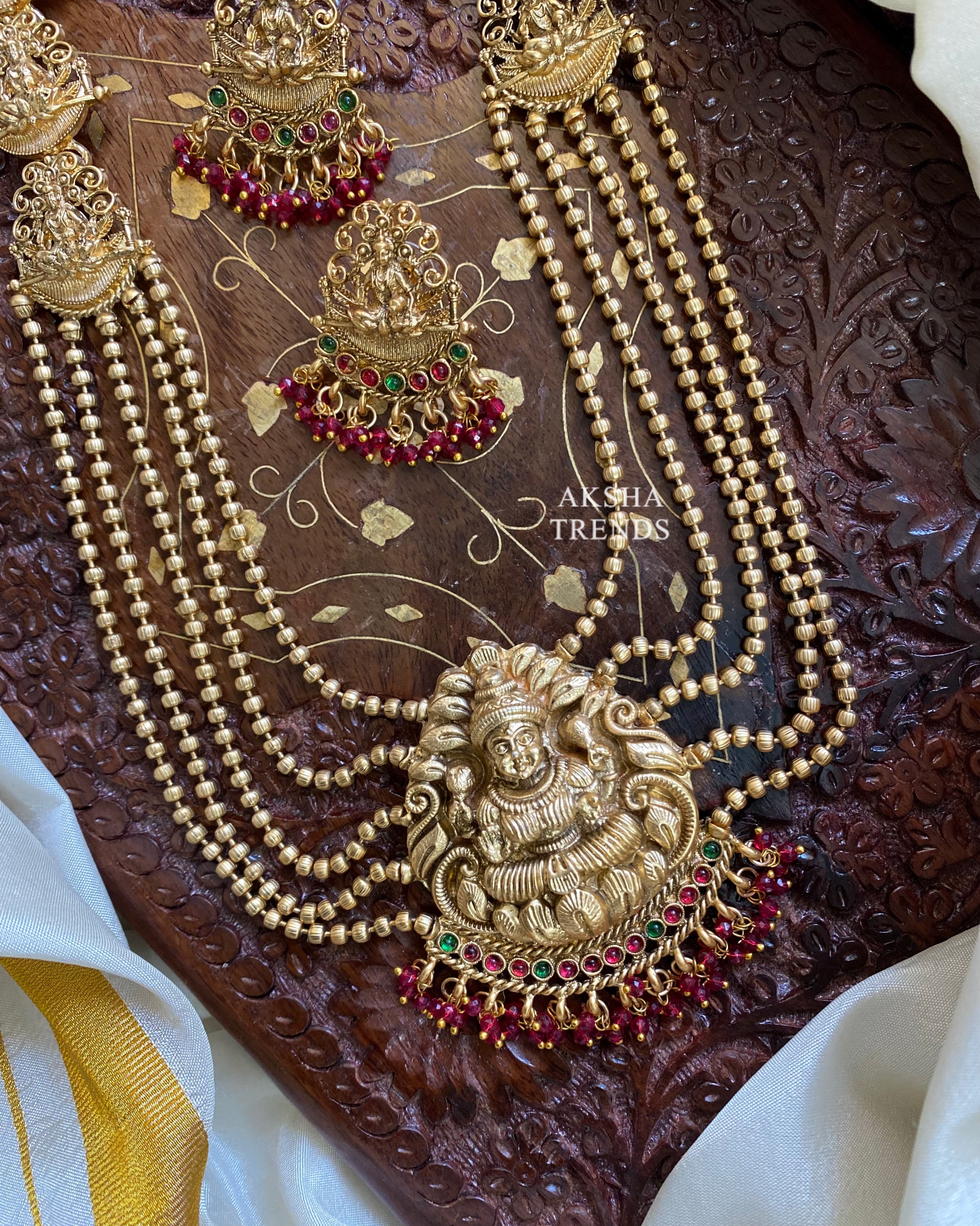 5 Layered chain Bridal Haram Ruby Aksha Trends