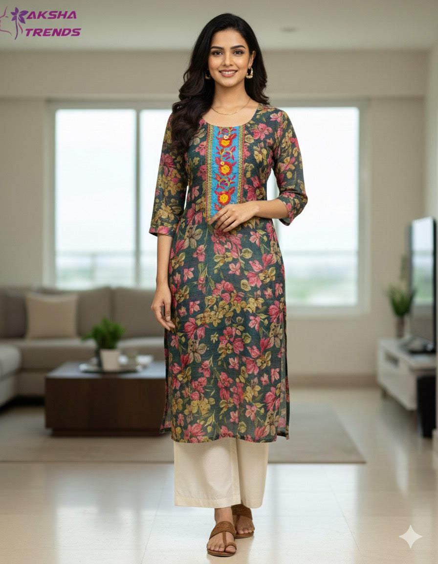 Tissue Silk Kurti (L) Aksha Trends