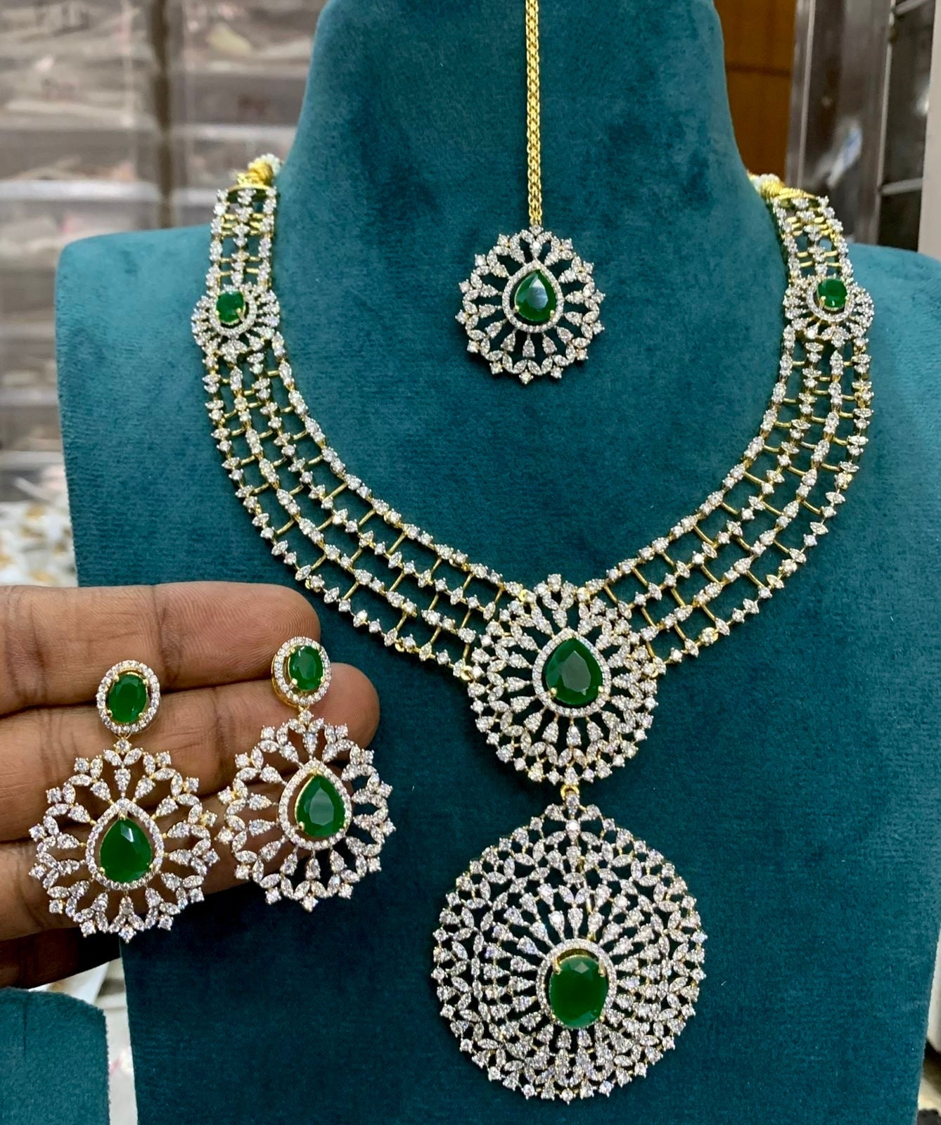 Ziva diamond bridal necklace -Green Aksha Trends