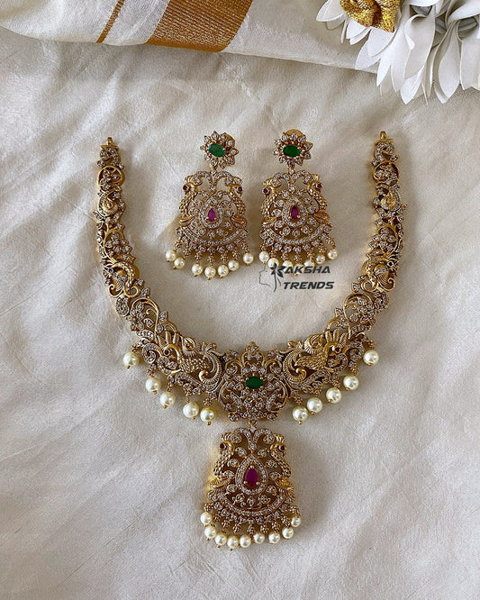 Mugil floral diamond Necklace Aksha Trends