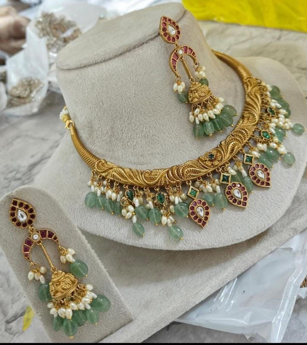 Bridal kemp Kanti Necklace Aksha Trends 