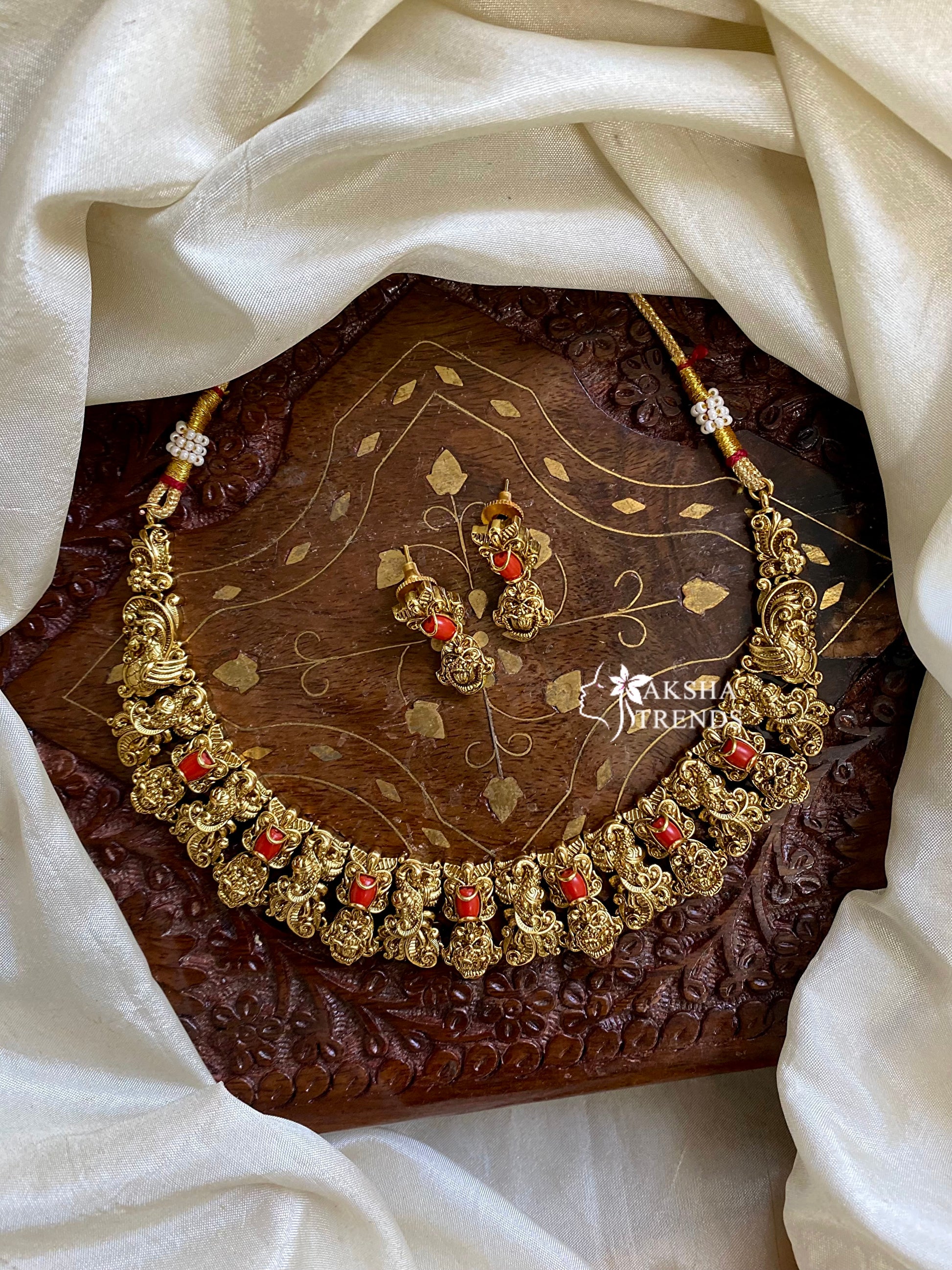 Golden coral Necklace Aksha Trends