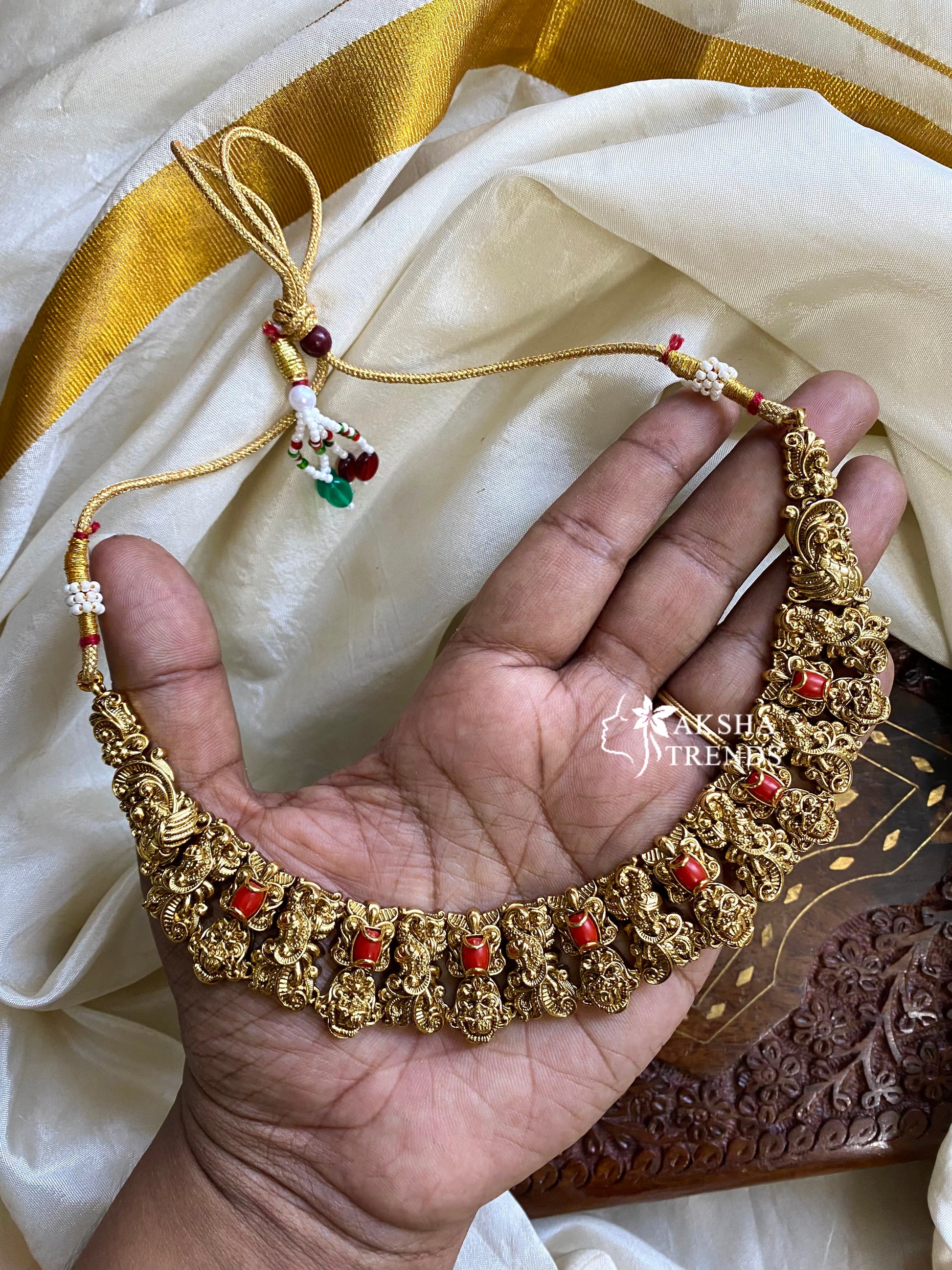 Golden coral Necklace Aksha Trends