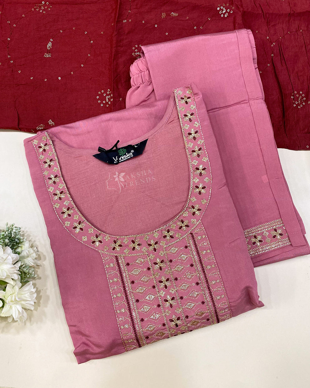 Cotton Silk Kurti Set -Pink Aksha Trends 