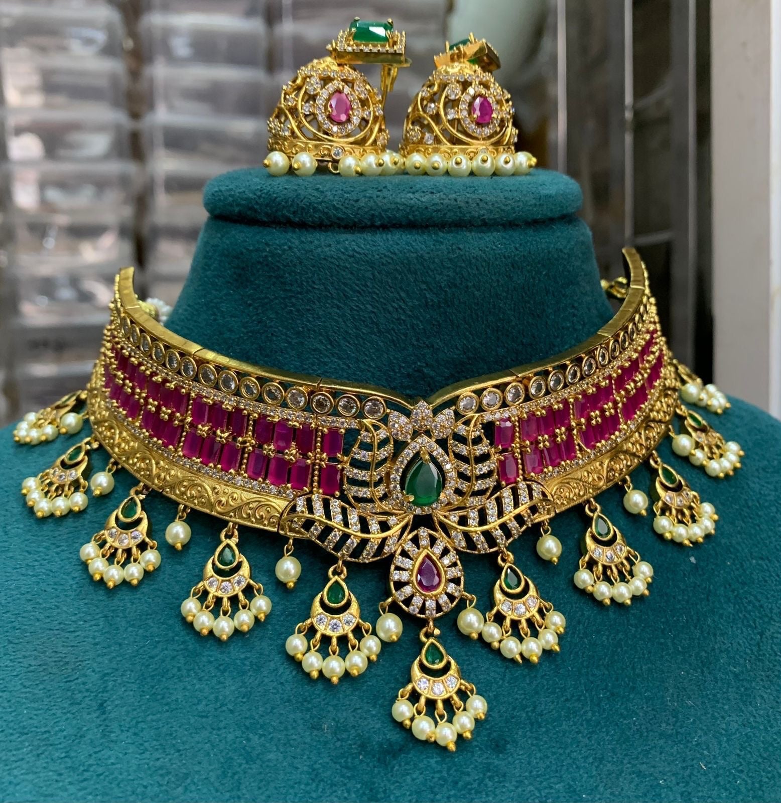 Shrishti bridal diamond choker Aksha Trends