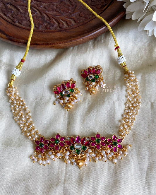 Lotus pearl choker Aksha Trends